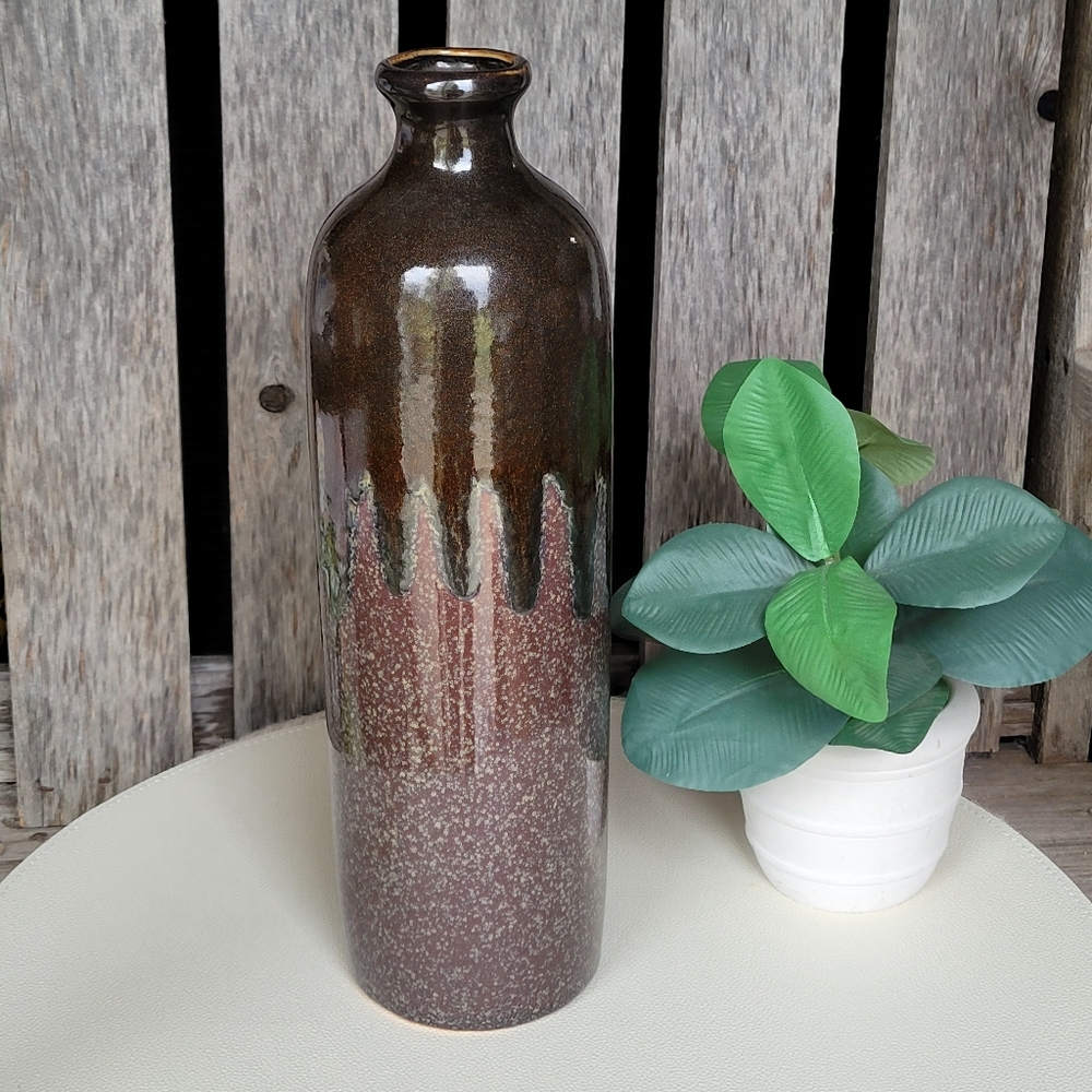 Elegant Brown Drip Glaze Ceramic Vase